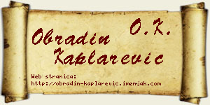 Obradin Kaplarević vizit kartica